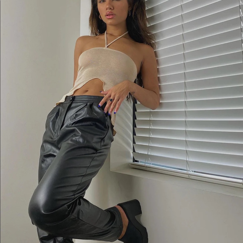 Black "leather" pants (only worn once) too big for me now